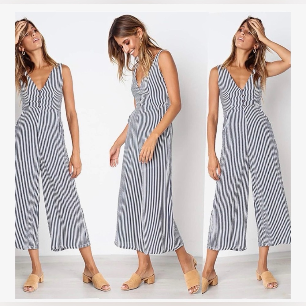 Ecowish wide leg Jumpsuit Romper with Pockets